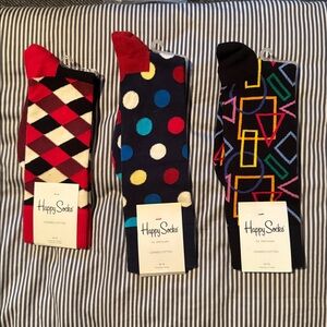 Happy Socks Men’s Navy Polka Dot & Red Argyle Sock Duo